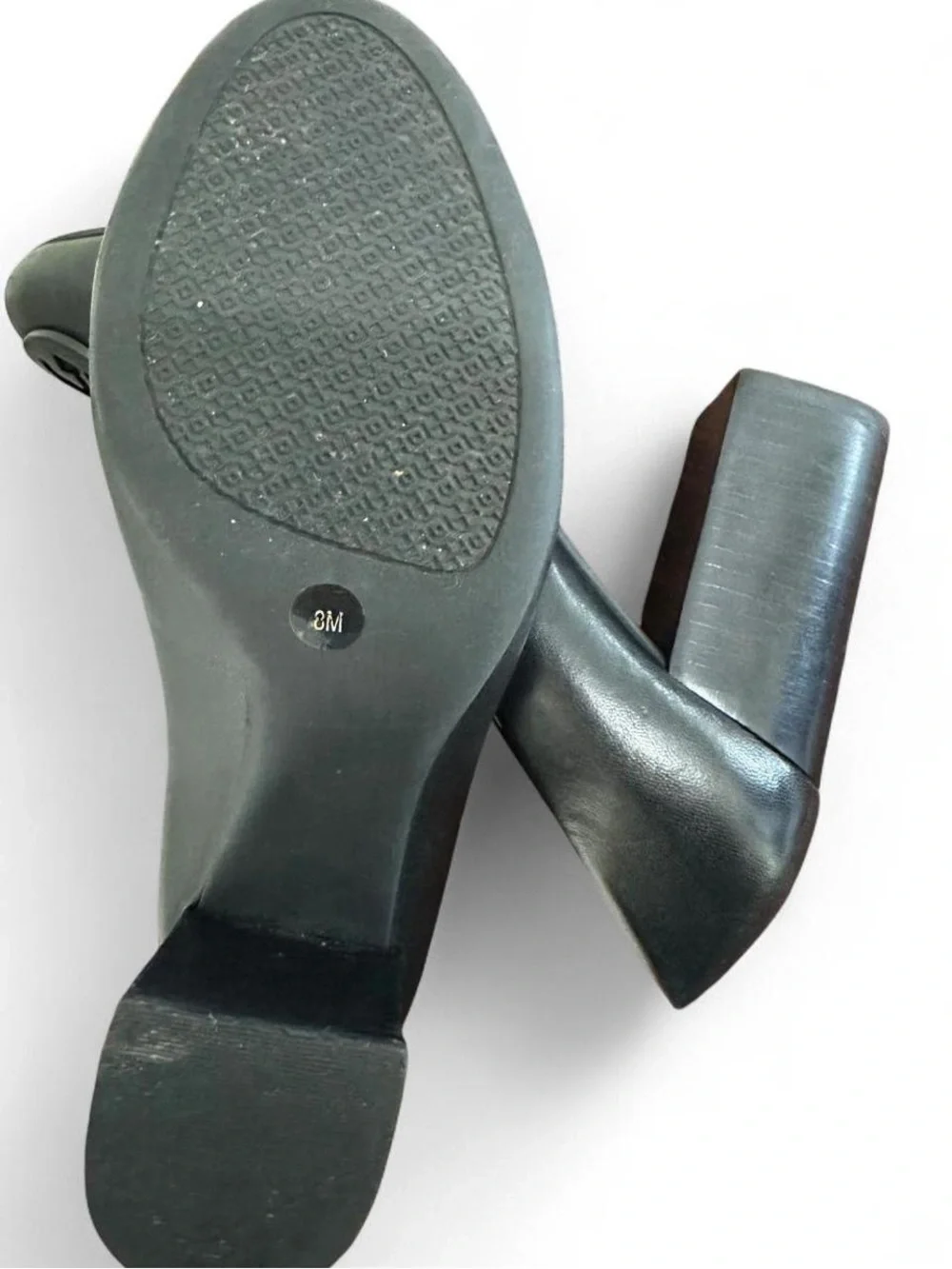 Tory Burch Black Leather Logo Cap-Heel Pumps